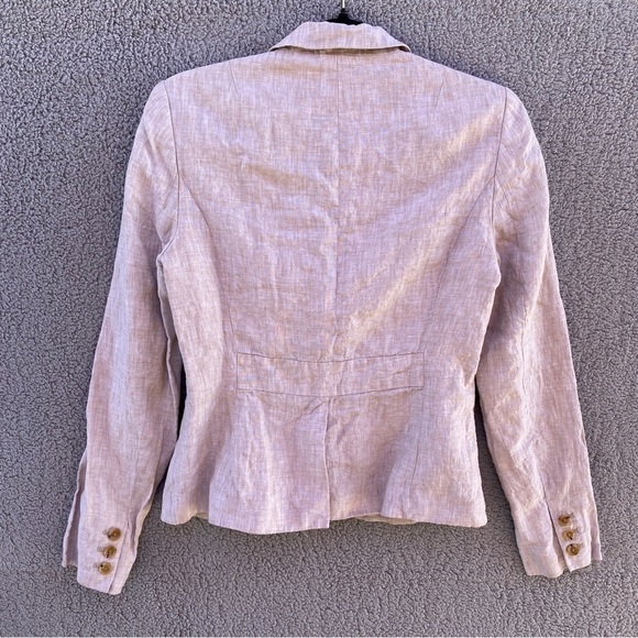 Banana Republic Cream Beige 100% Linen Exterior Blazer Sz 6 - Picture 8 of 13